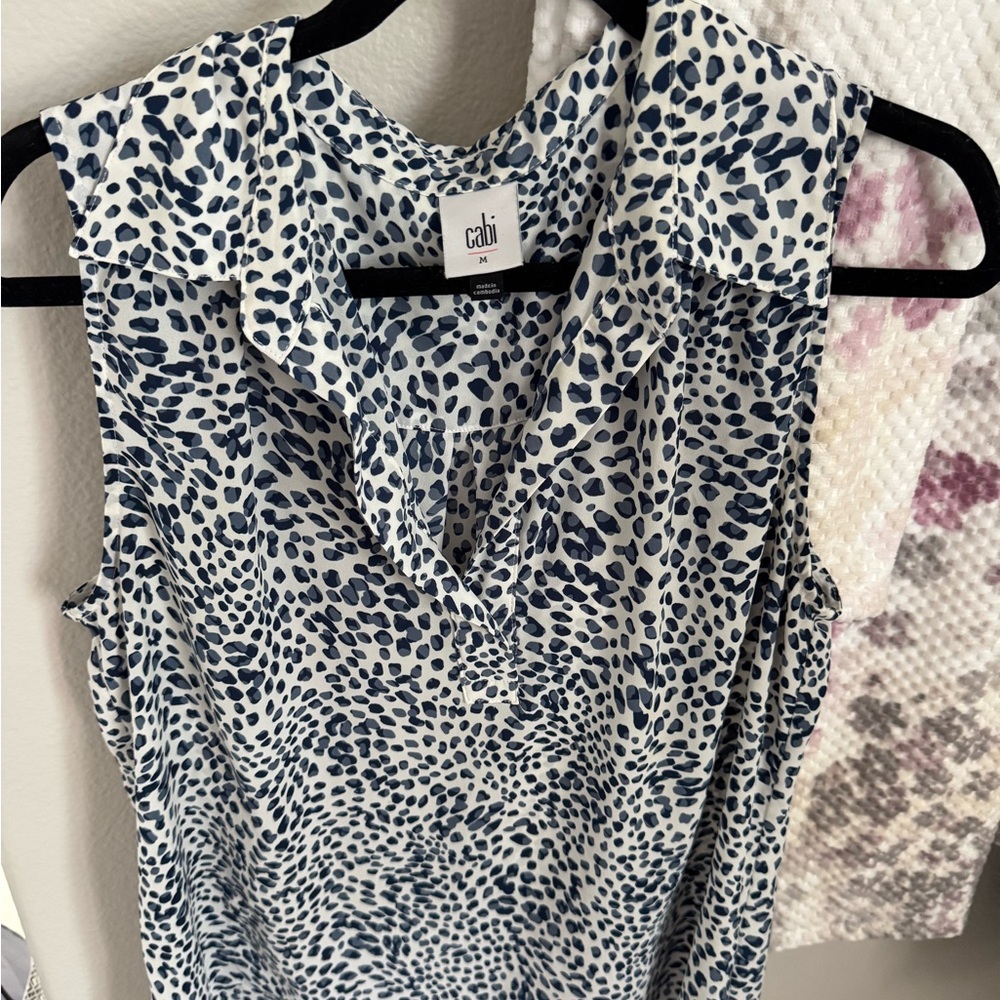 Cali Blue and White Sleeveless Blouse